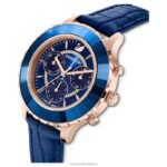 hodinky octea lux chrono švajčiarska výroba, kožený remienok, modrá, povrchová úprava ružové zlato B8ZNT1164 Swarovski príslušenstvo - Image 5