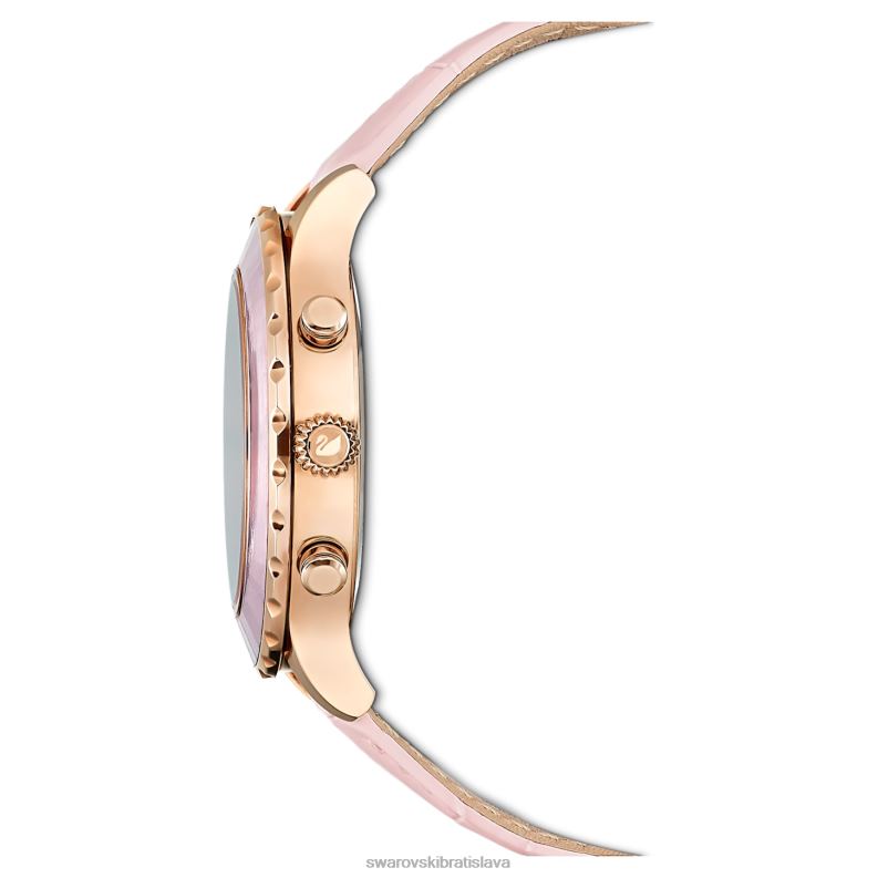 hodinky octea lux chrono švajčiarska výroba, kožený remienok, ružová, povrchová úprava v ružovom zlate B8ZNT1191 Swarovski príslušenstvo - Image 3