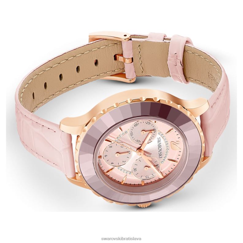 hodinky octea lux chrono švajčiarska výroba, kožený remienok, ružová, povrchová úprava v ružovom zlate B8ZNT1191 Swarovski príslušenstvo - Image 4