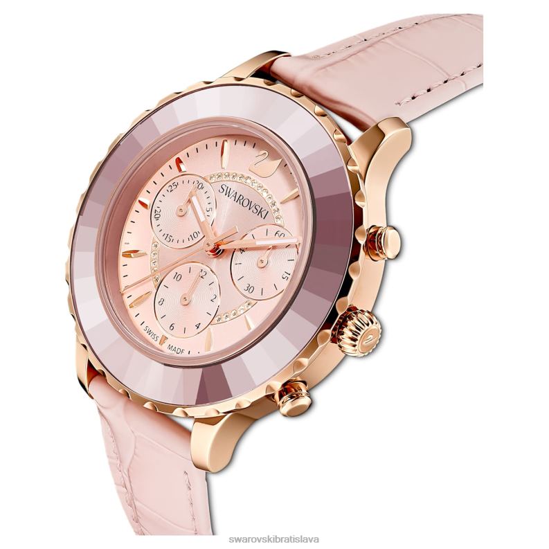 hodinky octea lux chrono švajčiarska výroba, kožený remienok, ružová, povrchová úprava v ružovom zlate B8ZNT1191 Swarovski príslušenstvo - Image 5