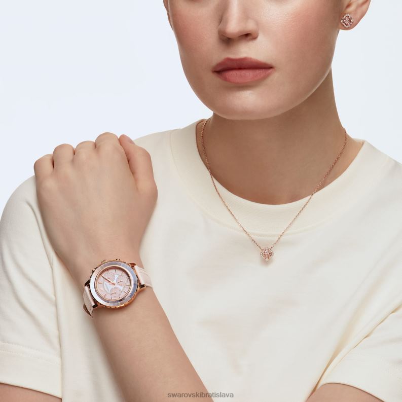 hodinky octea lux chrono švajčiarska výroba, kožený remienok, ružová, povrchová úprava v ružovom zlate B8ZNT1191 Swarovski príslušenstvo - Image 6