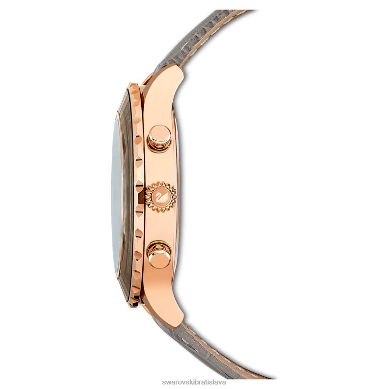hodinky octea lux chrono švajčiarska výroba, kožený remienok, sivá, povrchová úprava ružové zlato B8ZNT1177 Swarovski príslušenstvo - Image 3