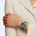 hodinky octea lux chrono švajčiarska výroba, kožený remienok, zelená, povrchová úprava v ružovom zlate B8ZNT1159 Swarovski príslušenstvo - Image 2