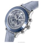 hodinky octea lux chrono švajčiarsky, kožený remienok, modrý, nerez B8ZNT1249 Swarovski príslušenstvo - Image 4