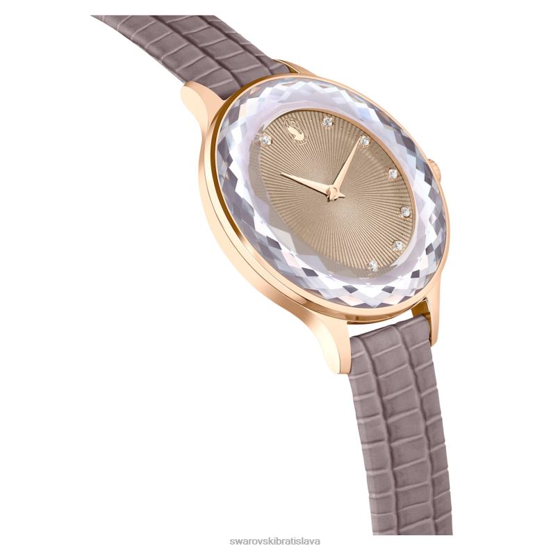 hodinky octea nova švajčiarska výroba, kožený remienok, béžová, povrchová úprava v ružovom zlate B8ZNT1184 Swarovski príslušenstvo - Image 6
