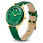 hodinky octea nova švajčiarska výroba, kožený remienok, zelená, zlatá povrchová úprava B8ZNT1146 Swarovski príslušenstvo - Image 3