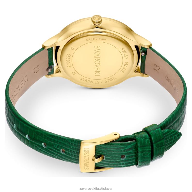 hodinky octea nova švajčiarska výroba, kožený remienok, zelená, zlatá povrchová úprava B8ZNT1146 Swarovski príslušenstvo - Image 4