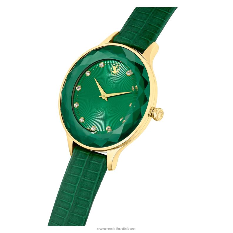 hodinky octea nova švajčiarska výroba, kožený remienok, zelená, zlatá povrchová úprava B8ZNT1146 Swarovski príslušenstvo - Image 5