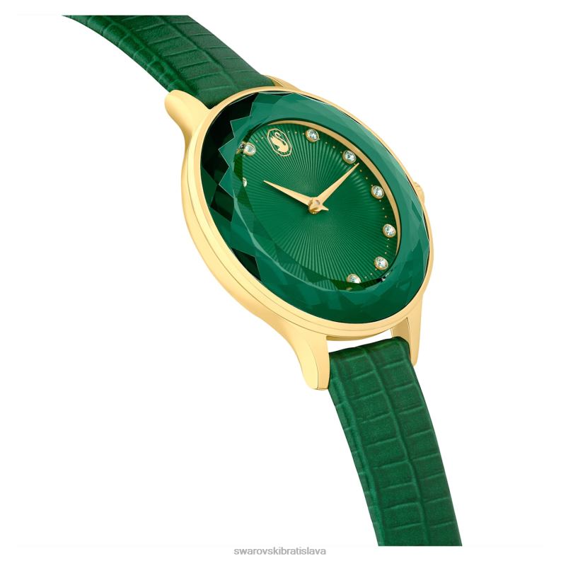 hodinky octea nova švajčiarska výroba, kožený remienok, zelená, zlatá povrchová úprava B8ZNT1146 Swarovski príslušenstvo - Image 6