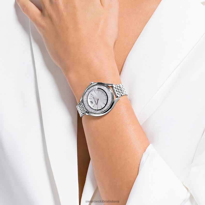 hodinky s kryštalickou aurou švajčiarska výroba, kovový náramok, strieborný tón, nehrdzavejúca oceľ B8ZNT1235 Swarovski príslušenstvo - Image 2