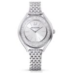hodinky s kryštalickou aurou švajčiarska výroba, kovový náramok, strieborný tón, nehrdzavejúca oceľ B8ZNT1235 Swarovski príslušenstvo