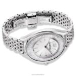 hodinky s kryštalickou aurou švajčiarska výroba, kovový náramok, strieborný tón, nehrdzavejúca oceľ B8ZNT1235 Swarovski príslušenstvo - Image 4