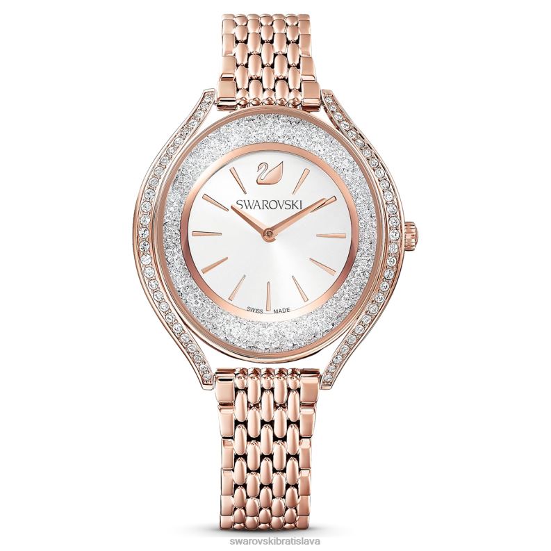 hodinky s kryštalickou aurou švajčiarska výroba, kovový náramok, tón ružového zlata, povrchová úprava v tóne ružového zlata B8ZNT1172 Swarovski príslušenstvo - Image 1