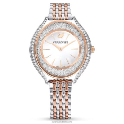 hodinky s kryštalickou aurou švajčiarska výroba, kovový náramok, tón ružového zlata, povrchová úprava zmiešaný kov B8ZNT1167 Swarovski príslušenstvo