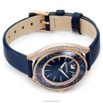 hodinky s kryštalickou aurou švajčiarska výroba, kožený remienok, modrá, povrchová úprava ružové zlato B8ZNT1185 Swarovski príslušenstvo - Image 4