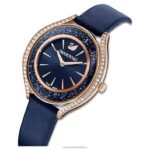 hodinky s kryštalickou aurou švajčiarska výroba, kožený remienok, modrá, povrchová úprava ružové zlato B8ZNT1185 Swarovski príslušenstvo - Image 5