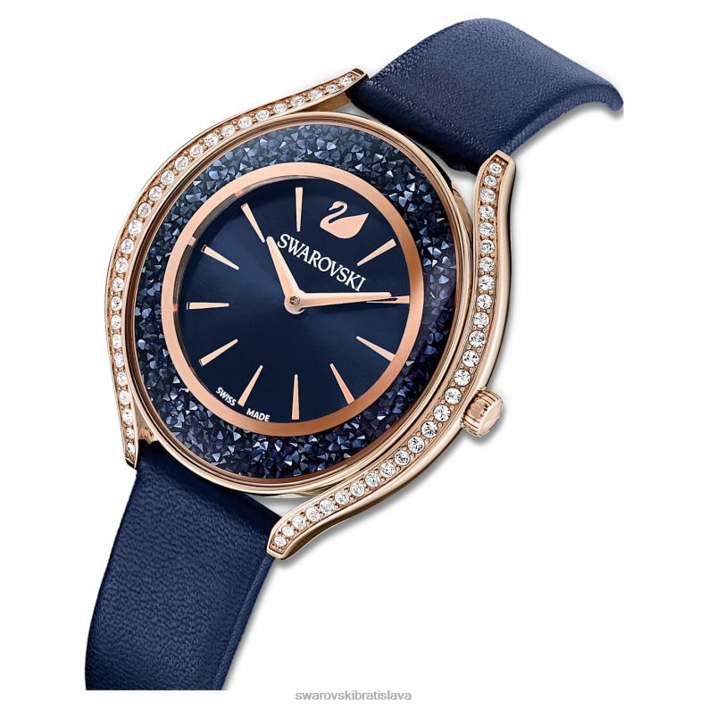 hodinky s kryštalickou aurou švajčiarska výroba, kožený remienok, modrá, povrchová úprava ružové zlato B8ZNT1185 Swarovski príslušenstvo - Image 5