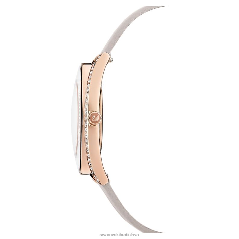 hodinky s kryštalickou aurou švajčiarska výroba, kožený remienok, sivá, povrchová úprava ružové zlato B8ZNT1183 Swarovski príslušenstvo - Image 3
