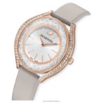 hodinky s kryštalickou aurou švajčiarska výroba, kožený remienok, sivá, povrchová úprava ružové zlato B8ZNT1183 Swarovski príslušenstvo - Image 5