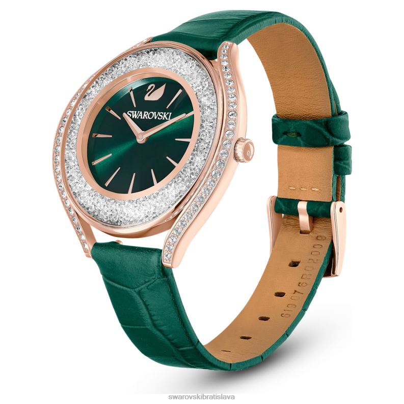 hodinky s kryštalickou aurou švajčiarska výroba, kožený remienok, zelená, povrchová úprava v ružovom zlate B8ZNT1155 Swarovski príslušenstvo - Image 3