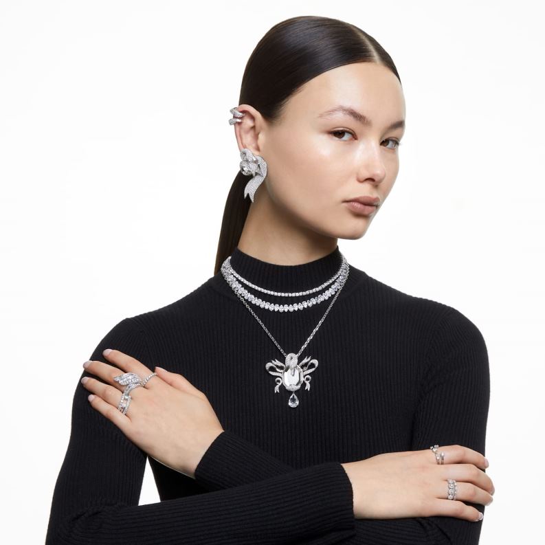 hyperbola koktailový prsteň uhlíkovo neutrálny oxid zirkoničitý, zmiešané rezy, biely, rhodiovaný B8ZNT996 Swarovski šperky - Image 6