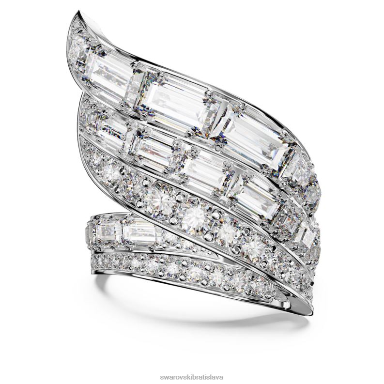 hyperbola koktailový prsteň uhlíkovo neutrálny oxid zirkoničitý, zmiešané rezy, biely, rhodiovaný B8ZNT996 Swarovski šperky - Image 1