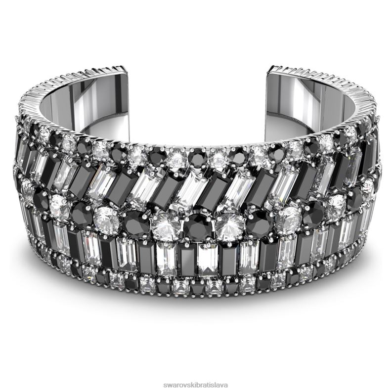 hyperbola_manzeta_zmiesane_strihy_cierne_rhodiovane_b8znt626_swarovski_sperky.jpg hyperbola manžeta zmiešané strihy, čierne, rhodiované B8ZNT626 Swarovski šperky - Image 1