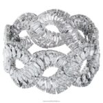 hyperbola náramok zmiešané strihy, vlnité, biele, rhodiované B8ZNT583 Swarovski šperky