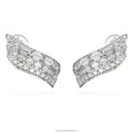 hyperbola náušnice uhlíkovo neutrálny oxid zirkoničitý, zmiešané rezy, biely, rhodiovaný B8ZNT973 Swarovski šperky