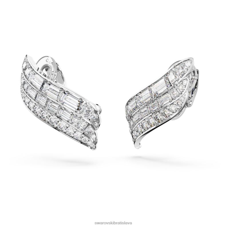 hyperbola náušnice uhlíkovo neutrálny oxid zirkoničitý, zmiešané rezy, biely, rhodiovaný B8ZNT973 Swarovski šperky - Image 4