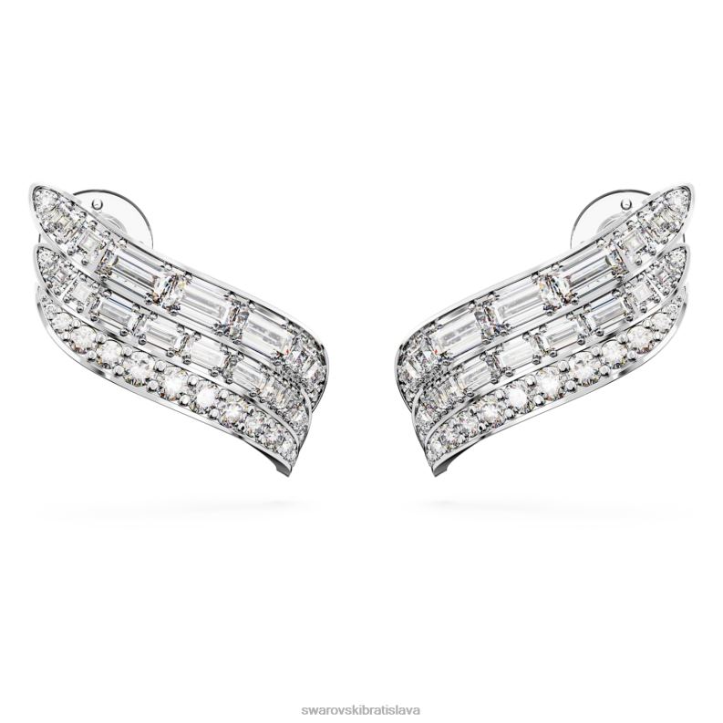 hyperbola náušnice uhlíkovo neutrálny oxid zirkoničitý, zmiešané rezy, biely, rhodiovaný B8ZNT973 Swarovski šperky - Image 1