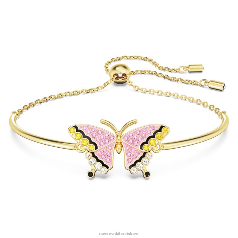 idylicky_naramok_motyl_viacfarebny_pozlateny_b8znt516_swarovski_sperky.jpg idylický náramok motýľ, viacfarebný, pozlátený B8ZNT516 Swarovski šperky - Image 1