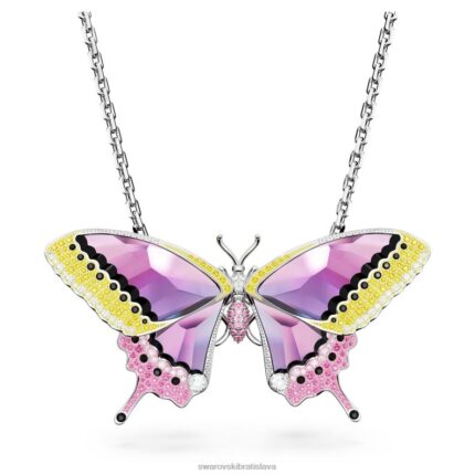 idylický prívesok a brošňa motýľ, viacfarebný, rhodiovaný B8ZNT332 Swarovski šperky