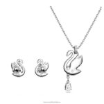 ikonická súprava labutí labuť, modrá, rhodiovaná B8ZNT404 Swarovski šperky - Image 4