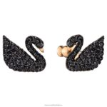 ikonické kabátiky s labuťovými náušnicami labuť, čierna, pozlátená ružovým zlatom B8ZNT964 Swarovski šperky - Image 5
