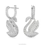 ikonické labutie náušnice labuť, biela, rhodiovaná B8ZNT810 Swarovski šperky