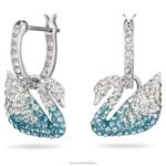 ikonické labutie náušnice labuť, modrá, rhodiovaná B8ZNT783 Swarovski šperky