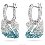 ikonické labutie náušnice labuť, modrá, rhodiovaná B8ZNT783 Swarovski šperky - Image 3