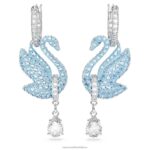 ikonické labutie náušnice labuť, modrá, rhodiovaná B8ZNT835 Swarovski šperky - Image 3