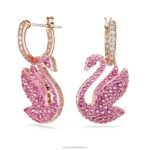ikonické labutie náušnice labuť, ružové, pozlátené ružovým zlatom B8ZNT812 Swarovski šperky