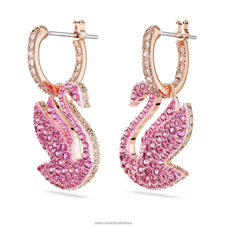 ikonické labutie náušnice labuť, ružové, pozlátené ružovým zlatom B8ZNT812 Swarovski šperky - Image 4