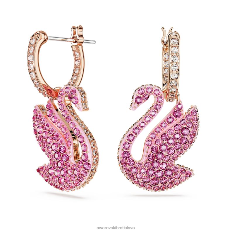 ikonické labutie náušnice labuť, ružové, pozlátené ružovým zlatom B8ZNT812 Swarovski šperky - Image 1