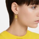 ikonické labutie náušnice labuť, žltá, pozlátená B8ZNT807 Swarovski šperky - Image 2