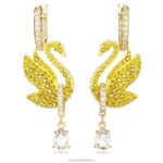 ikonické labutie náušnice labuť, žltá, pozlátená B8ZNT807 Swarovski šperky - Image 3