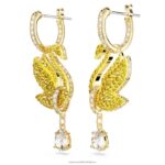 ikonické labutie náušnice labuť, žltá, pozlátená B8ZNT807 Swarovski šperky - Image 4