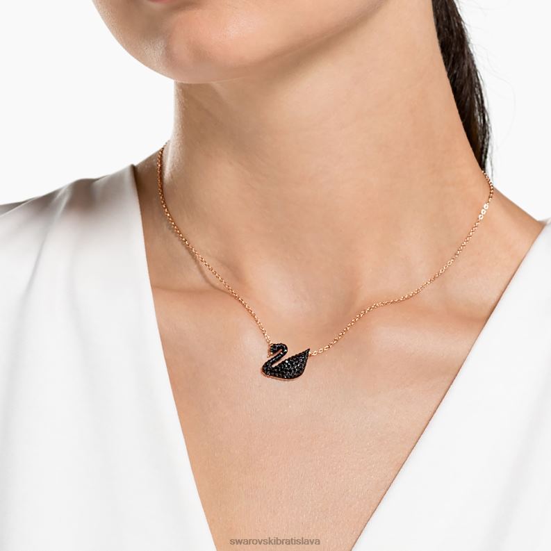 ikonický prívesok labuť labuť, čierna, pozlátená ružovým zlatom B8ZNT168 Swarovski šperky - Image 2