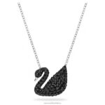 ikonický prívesok labuť labuť, čierna, rhodiovaná B8ZNT179 Swarovski šperky