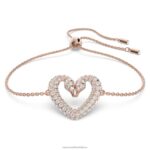 jeden náramok srdce, biele, pozlátené ružovým zlatom B8ZNT525 Swarovski šperky