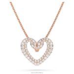 jeden prívesok srdce, biele, pozlátené ružovým zlatom B8ZNT246 Swarovski šperky