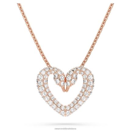 jeden prívesok srdce, biele, pozlátené ružovým zlatom B8ZNT340 Swarovski šperky